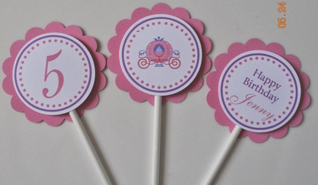Princess carriage Cupcake Toppers set of 12