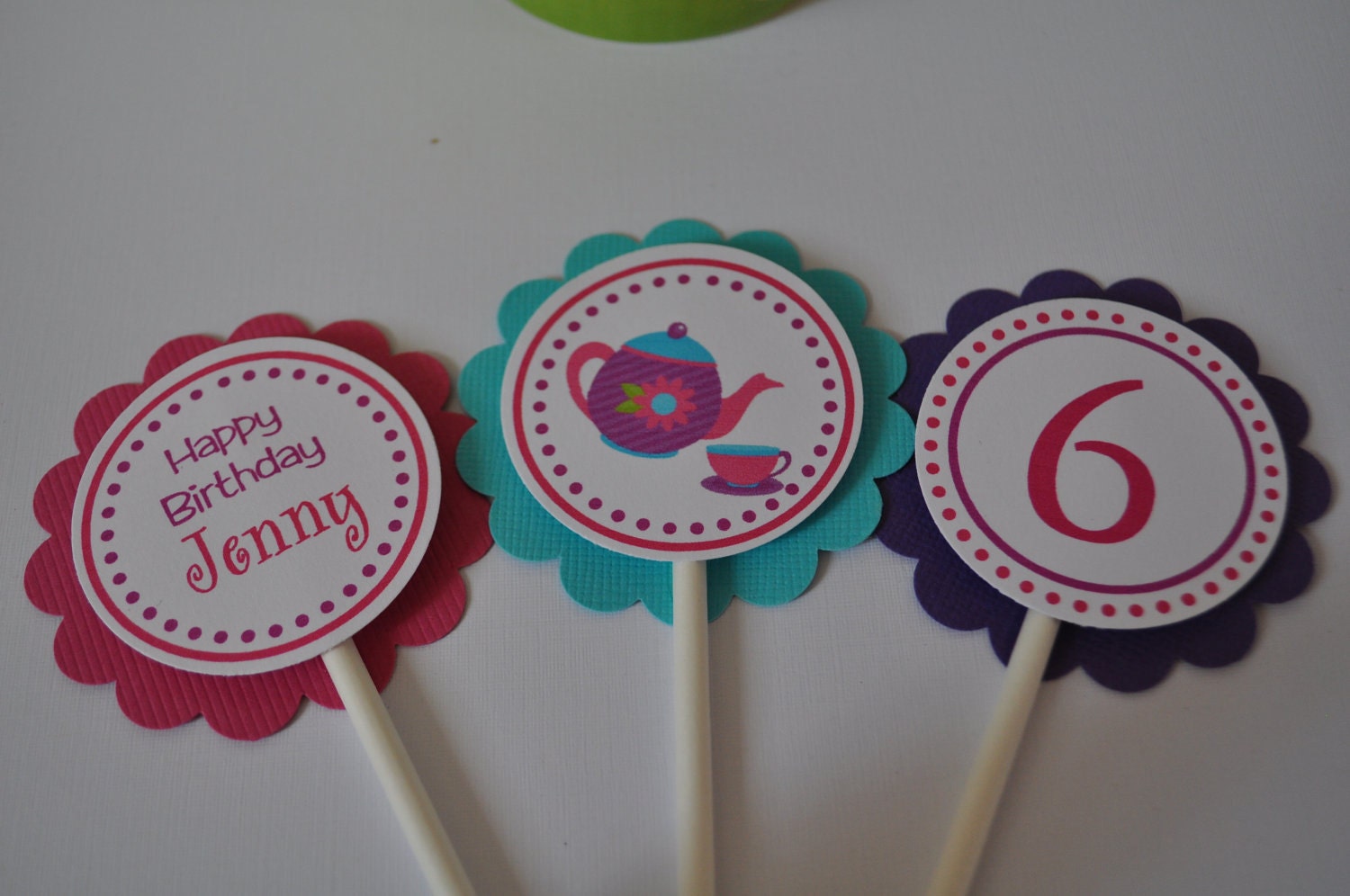Tea Party cupcake toppers set of 12