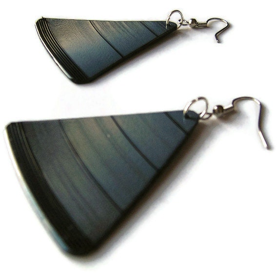 Vinyl Record Triangular Earrings - Ships in 72 hrs of payment