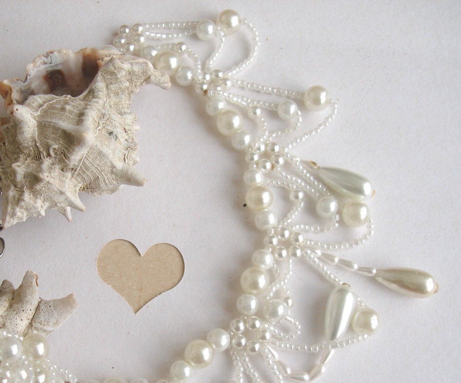 Bridal Necklace with Earrings Set Stunning Fringe Teardrop Pearl Wedding Jewelry