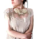Shabby chic Lacy Cream and ecru  floral statement  bib necklace