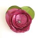 Dark Pink Rose Flower with lime green leaves make to  Brooch or  Hair Pin