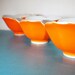 vintage Orange Lotus Bowls, set of 3