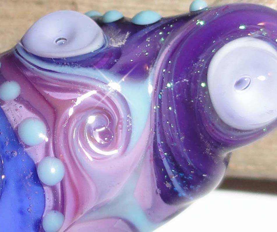 SALE...Dreaded Purple Reign....An Original Beatlebaby Glassworks Bead...12mm hole for Dreads,Dreadlocks. Handmade Lampwork Glass Bead