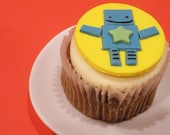 Fondant Cupcake Topper Star Birthday Robot