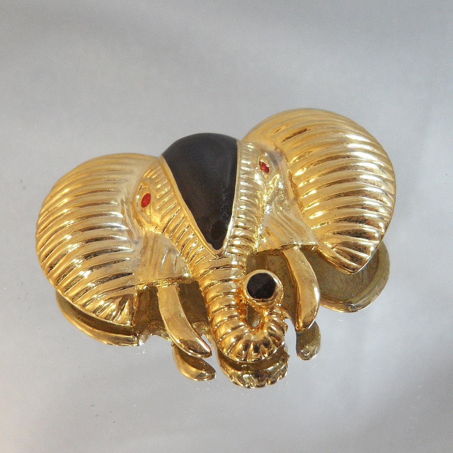 Vintage Elephant Brooch. Large. Rhinestones. Enamel. Political. Republican.