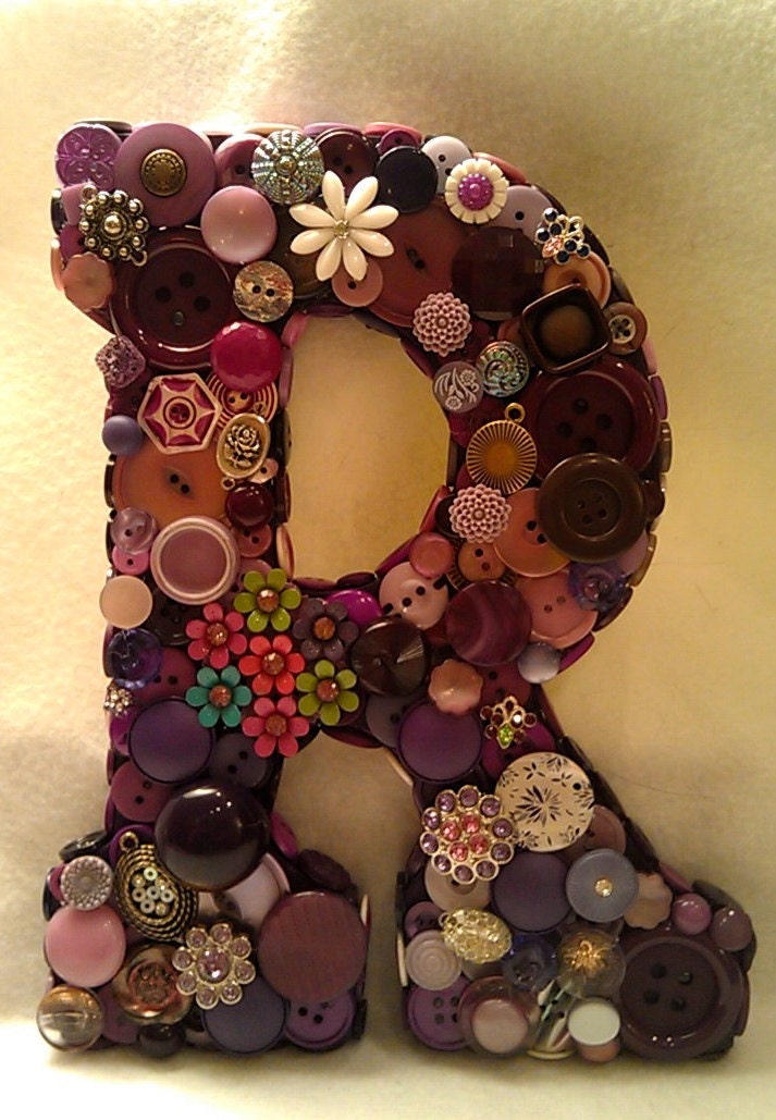 RESERVED for Jane - Custom Purple Button Initial "R"