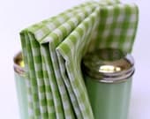 4 Fabric Picnic Napkins - Green Gingham