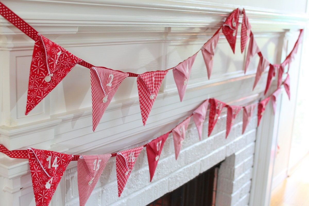 Christmas Pennant Advent Calendar. Handmade by Peppermint Pinwheels