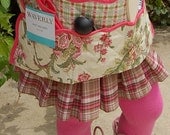 Upcycled Waverly Pink and Green Little Chef's Cooking Apron