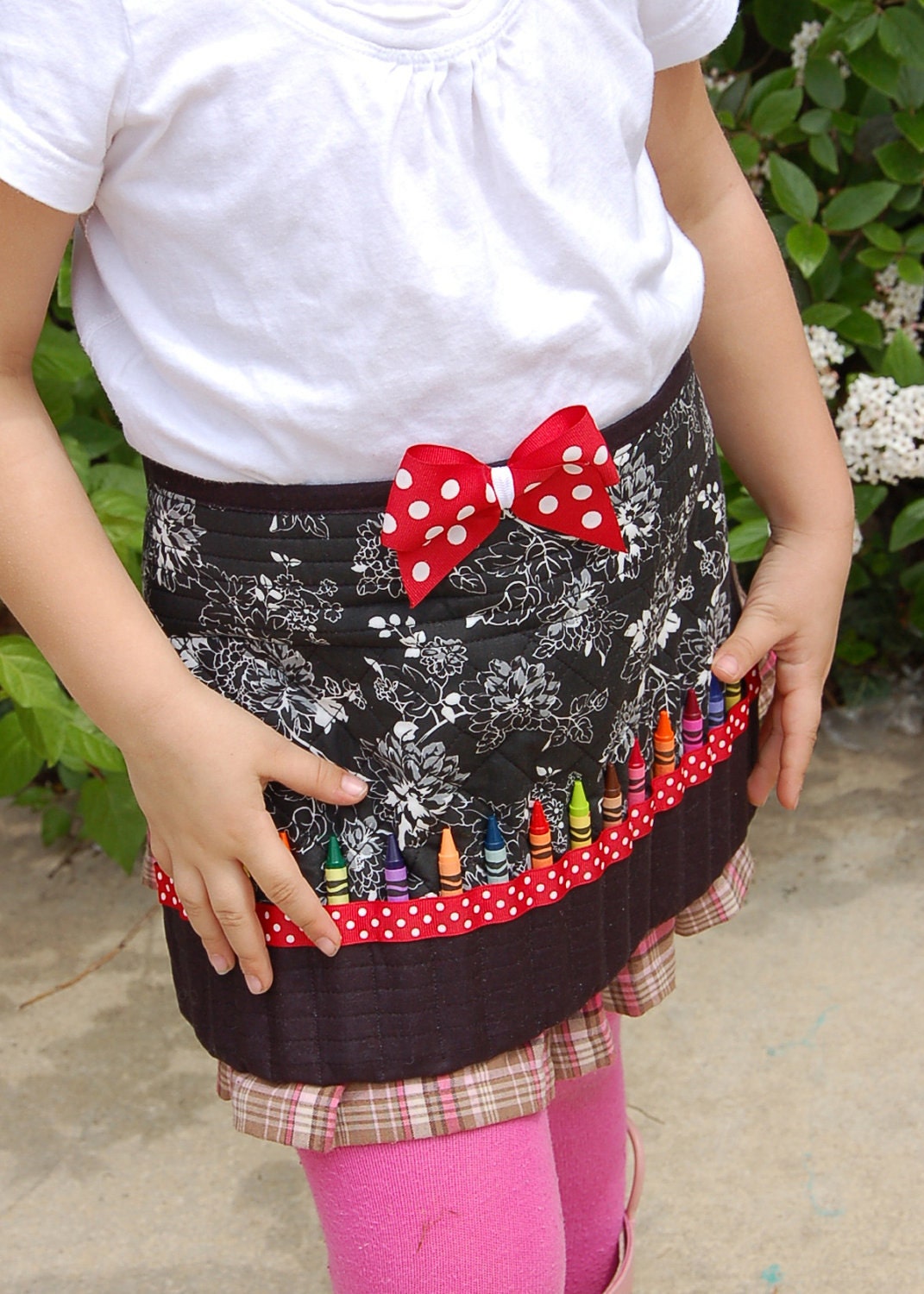 Black and White Upcycled Crayon Apron