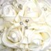 Bridal Bouquet White Roses Real Touch Silk Wedding Flowers Sparkly Crystals Rhinestones Bling - GRAND Bridal Size