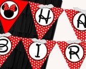 Printable Flag Banner Girl - Minnie Mouse Red Birthday Party Line - Stick to Your Story