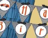 Printable Flag Banner Boy  - Race Car Birthday Party Line - Stick to Your Story