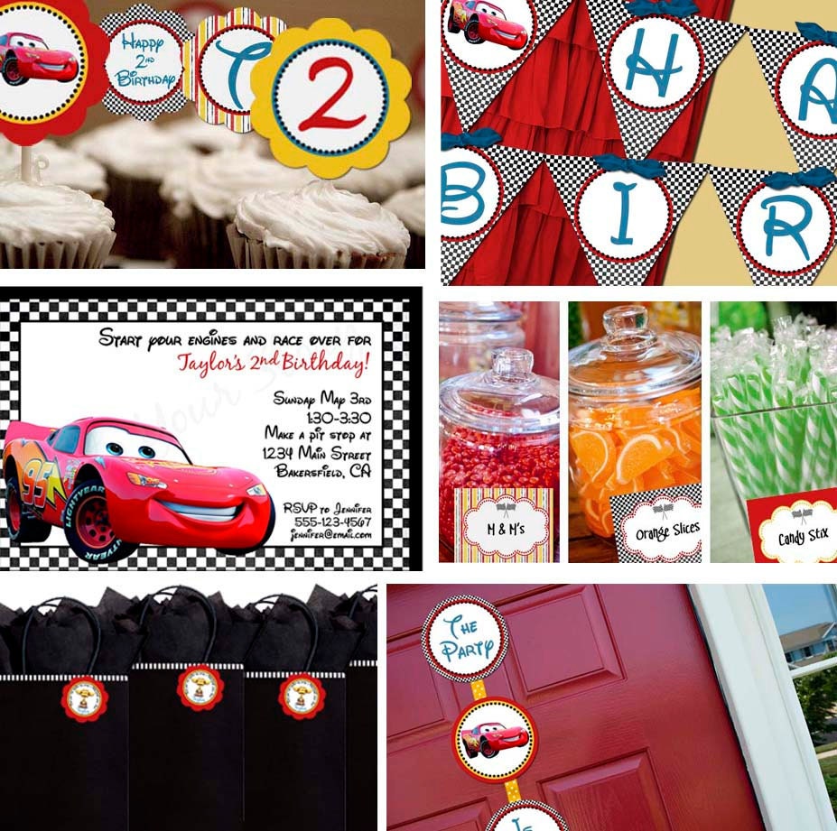 Complete Printable Boy Disney Cars Birthday Party Line - Stick to Your Story