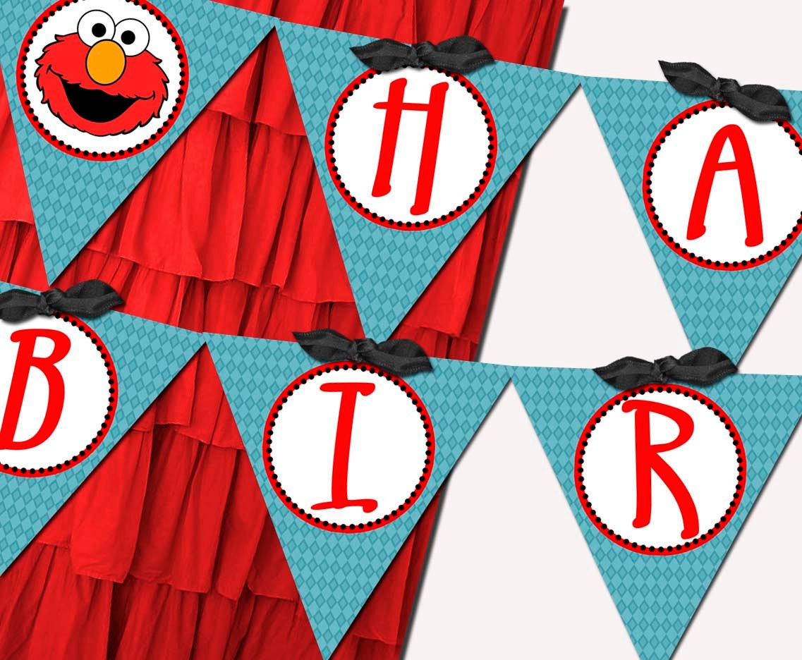 Printable Banner Elmo Sesame Street Birthday by StickToYourStory