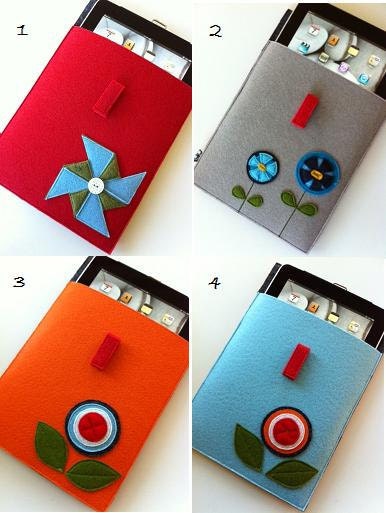 READY TO SHIP--Sale-- Ipad Case Bloom Collection in Orange--Red flap No.3