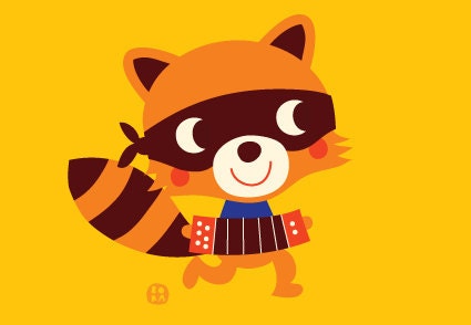 Racoon with accordion