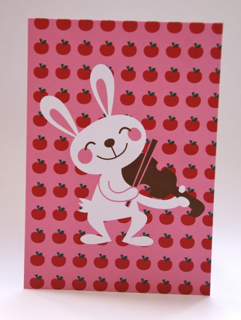 Postcard Bunny with fiddle