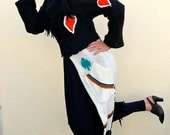 Black & Cream Deck of Cards Upcycled Sweater Cardigan Coat          Made in ENgland UK