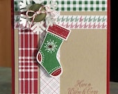 Christmas Stocking Card using Stampin Up Frostwood Lodge