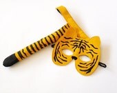 Tiger Carnival Costume Kids Tiger Mask and Tail Childrens  Eco Friendly Toddler Animal Dress up Pretend Play Felt Toy