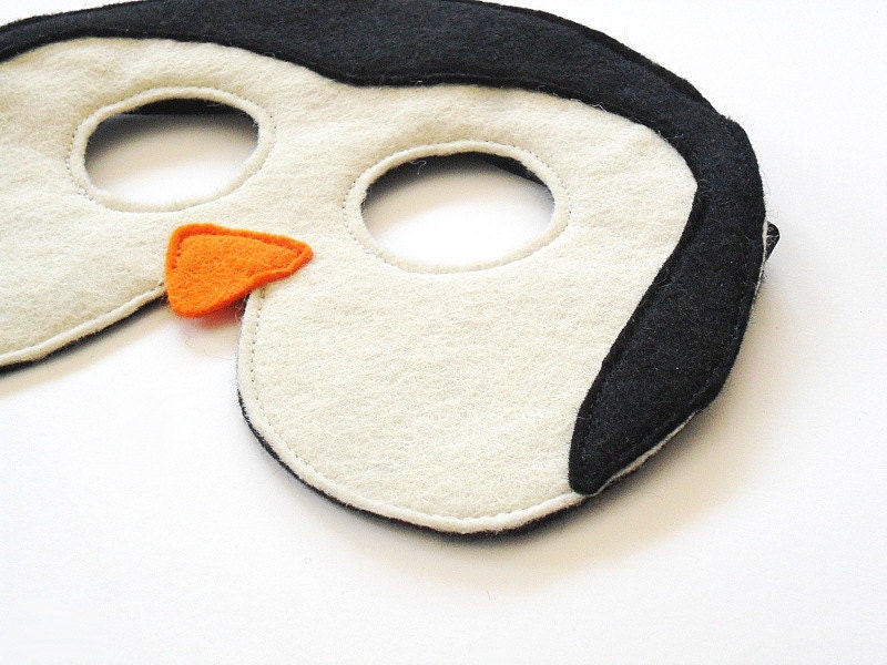 Penguin Kids Felt,  Animal Mask, Children Carnival Mask, Dress up Costume Accessory, Boys, Girls, Toddlers, Waldorf Felt Pretend Play Toy