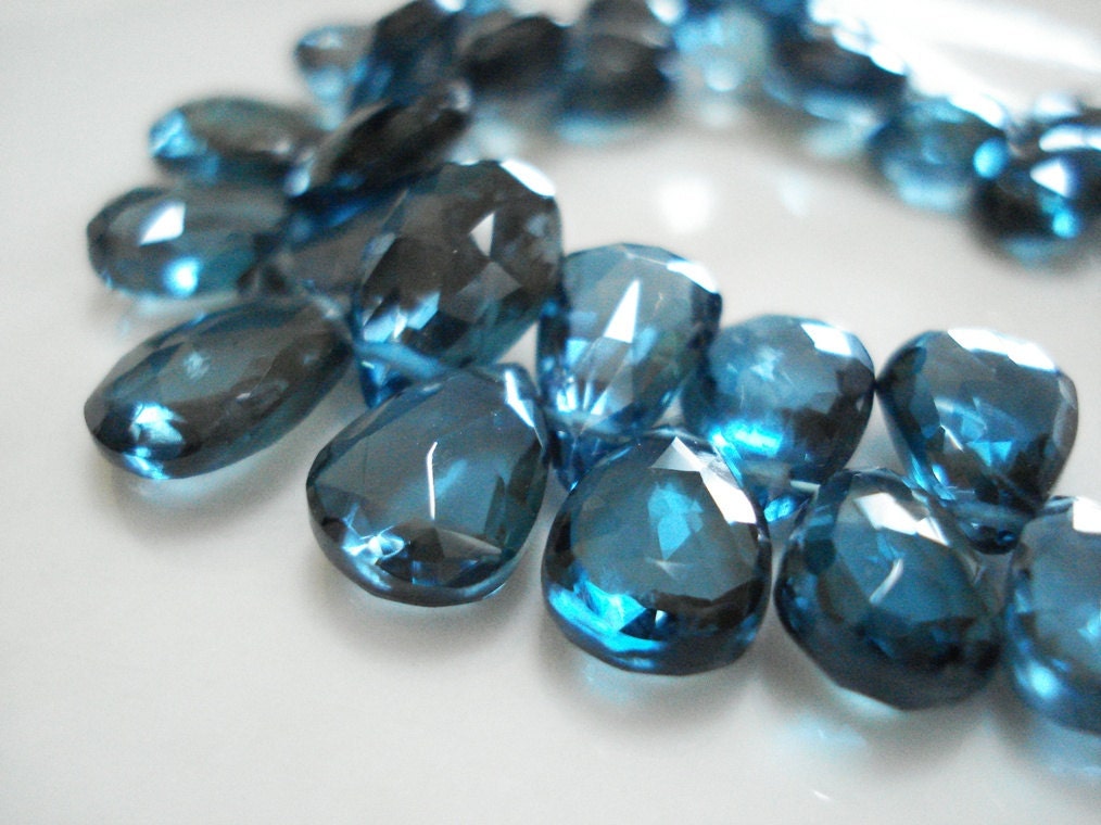 CLEARANCE - London Blue Topaz Faceted Pear Briolettes - Set of 4 (flawed)