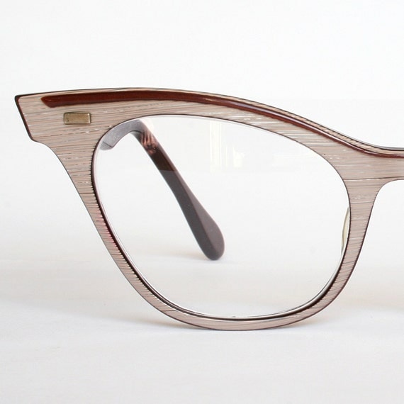 Wood Grain Horn Rimmed Cat Eye Glasses By Vintagecateyeglasses