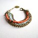 Edgy - Boho style chic orange turquoise  multiple chain bracelet etsy fashion