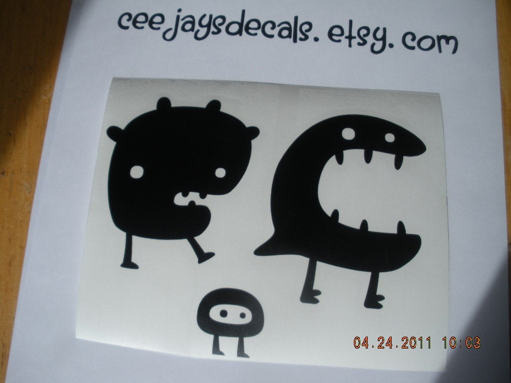 Monsters Decal / Set of 3 decals /