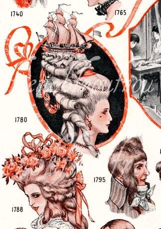 antique french illustration marie antoinette hairstyle