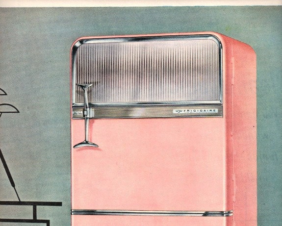 vintage mid century pink refrigerator 1955 advertisement frigidaire