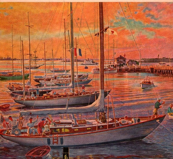 vintage newport sailboat harbor 1954 advertisement whiskey four roses