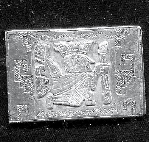 vintage peruvian belt buckle sterling silver inca god