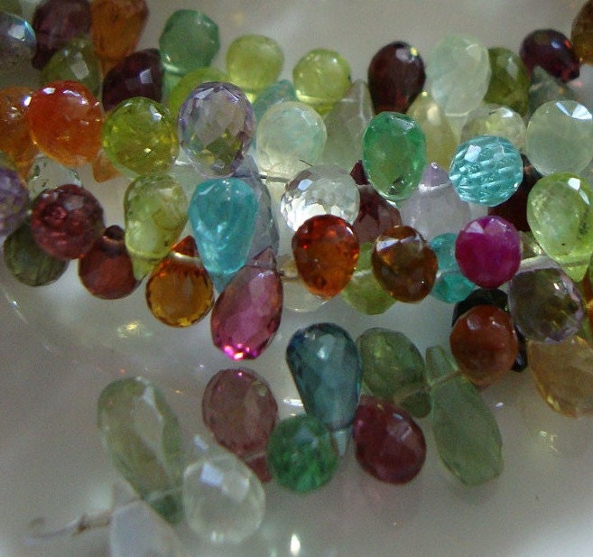 Gorgeous Semiprecious Stones Baby Drop Briolettes 1/2 Strand