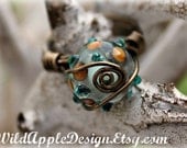 Aquamarine Mango Glass Wire-Wrapped Ring - Size 7.5