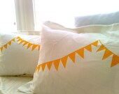 organic pillow sham - party pennant design in yellow-gold