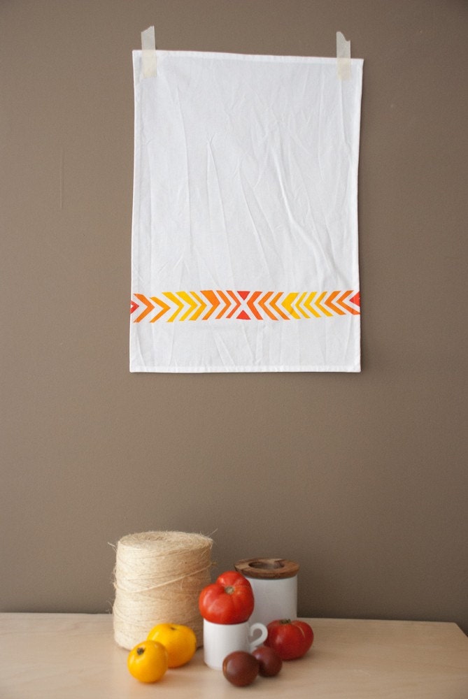 Items similar to organic cotton tea towel chevron print in redorange
