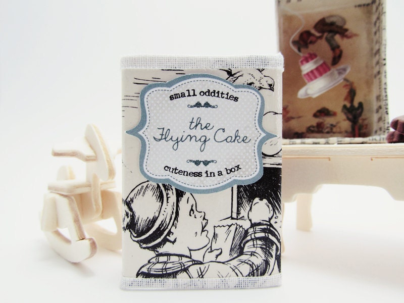 Handmade shadow box frame -The Flying Cake in a Matchbox-