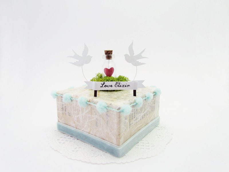Pedestal 3D object -A love elixir out in the fields aqua wedding edition cake topper-