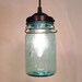 Vintage BLUE Canning Jar PENDANT Light