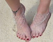 Sterling Silver and Clear AB Swarovski Crystal - barefoot beach wedding sandal