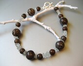 Jasper and Aquamarine Bracelet - Chocolate Brown Jasper and Aquamarine Chips Bracelet