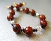 Red Bracelet Mahogany Obsidian and Czech Glass Beaded Bracelet