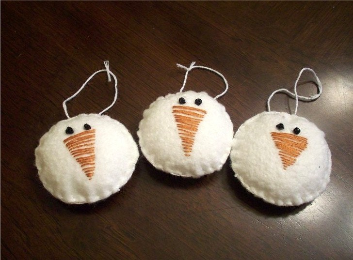 Primitive Shabby Snowman Christmas Tree Ornaments Ornies