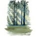Green Forest-Landscape painting-Watercolor-Archival Print from my original watercolor  11x14 inch
