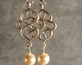 Pearl Oriental Silver Bridesmaid Earrings, Silver Jewelry, Silver Earrings, Silver Pearl Earrings, Pearl Earrings (4249)