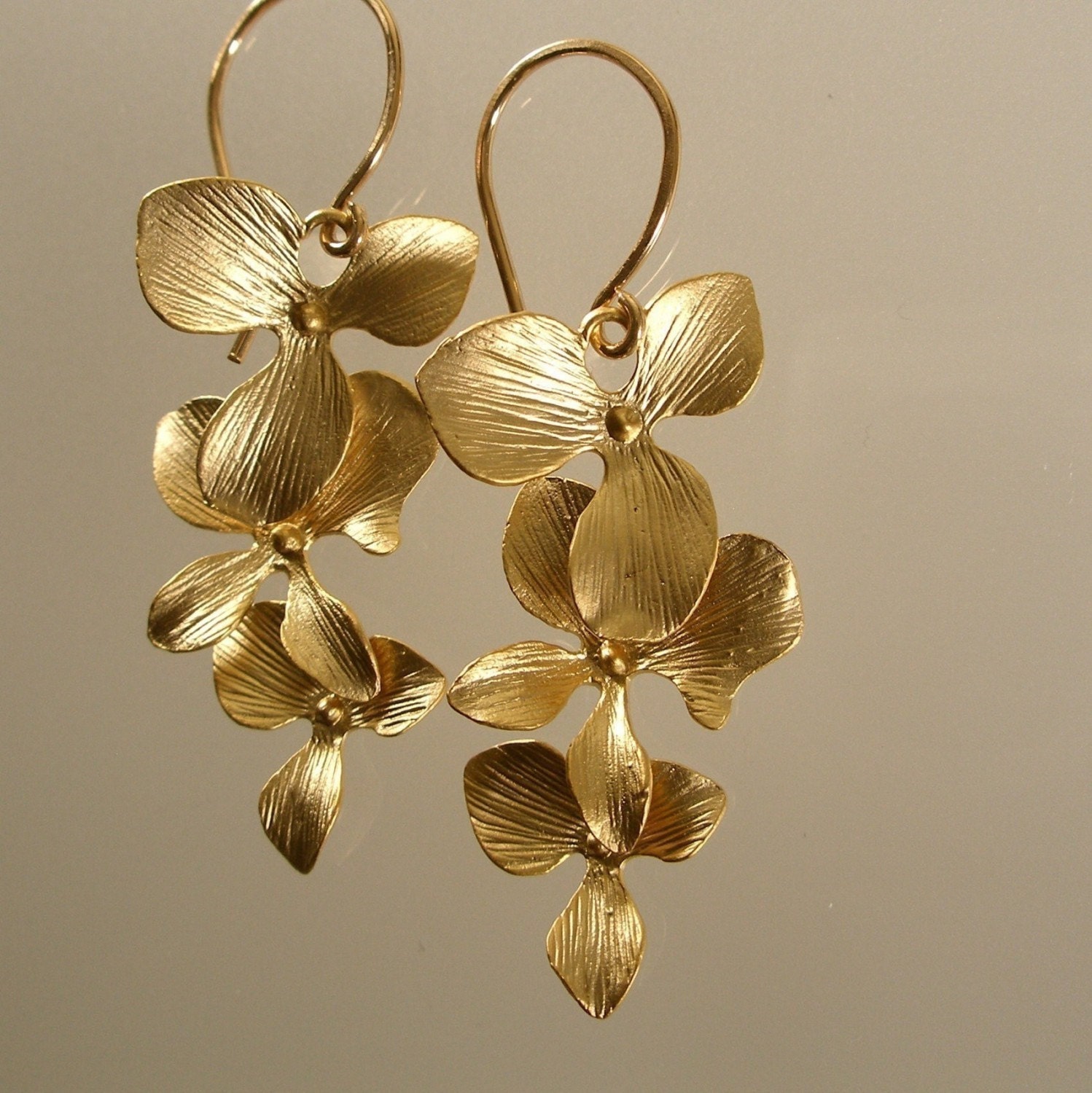 Cascading Orchid Gold Bridesmaid Earrings, Bridesmaid Gifts, Bridal Earrings, Wedding Earrings (4275W)
