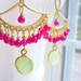 Gold Chandelier Earrings Bollywood Green Hot Pink by MinouBazaar